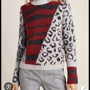 Moth Anthropologie Multicolor Patterned Turtleneck Sweater